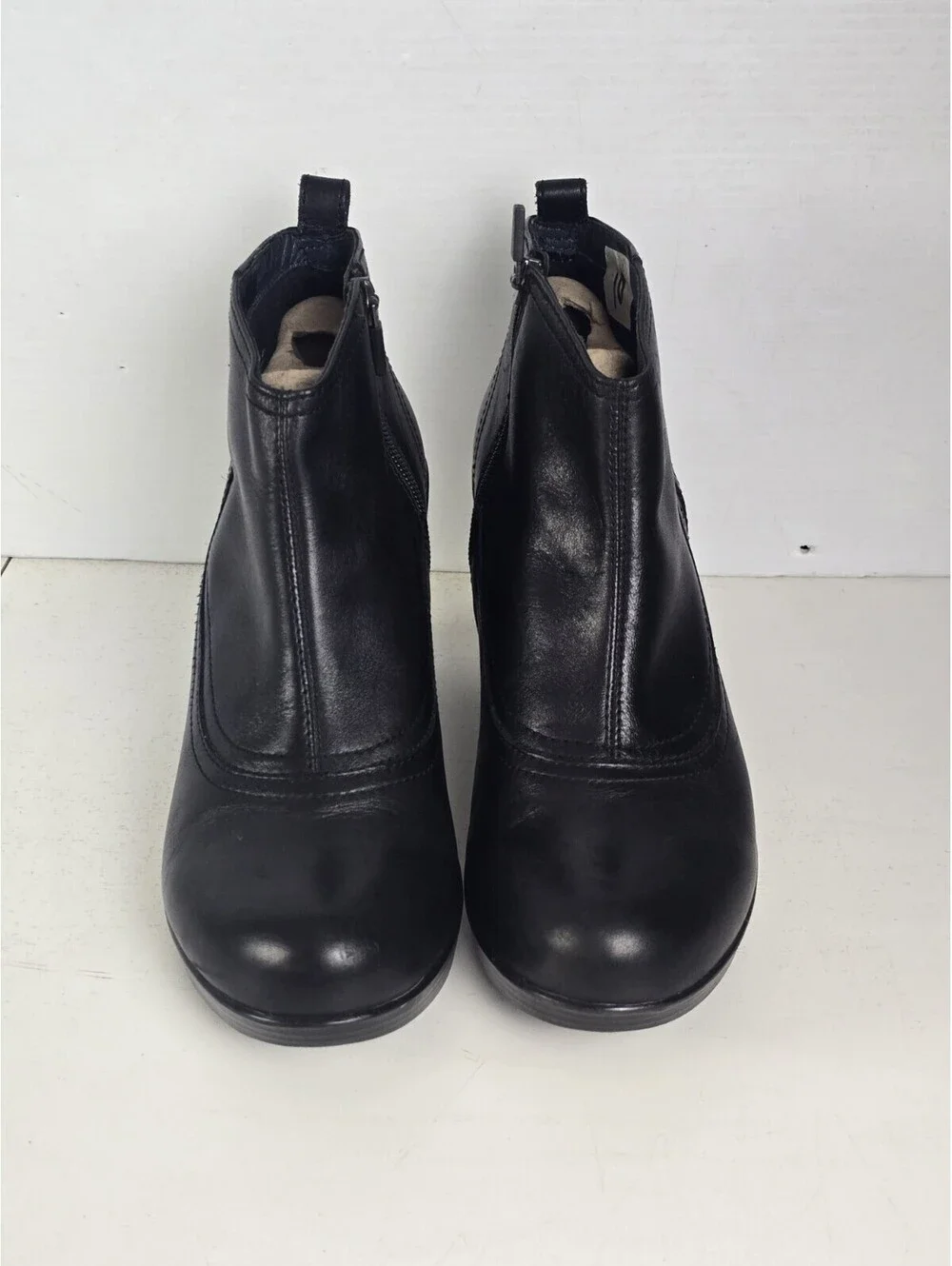 Dansko Leanna Boots Womens 41 Ankle Bootie Side Zip Wedge Heels Leather Black